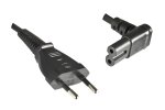 Евро щепсел тип C към C7 90° долен, 0,75mm², VDE, черен, дължина 2,00m